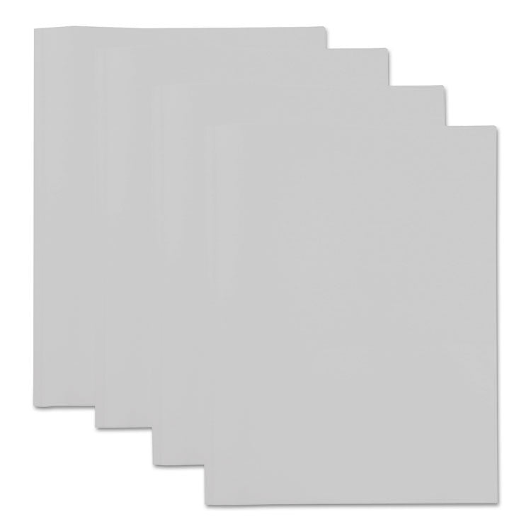 Plastic Twin-Pocket Report Covers with Three-Prong Fastener, 11 x 8.5, White/White, 10/Pack (UNV20554) Pack of 10