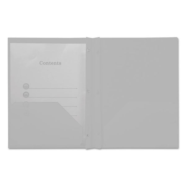 Plastic Twin-Pocket Report Covers with Three-Prong Fastener, 11 x 8.5, White/White, 10/Pack (UNV20554) Pack of 10