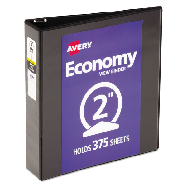 Avery® Economy View Binder with Round Rings , 3 Rings, 2" Capacity, 11 x 8.5, Black, (5730) (AVE05730)