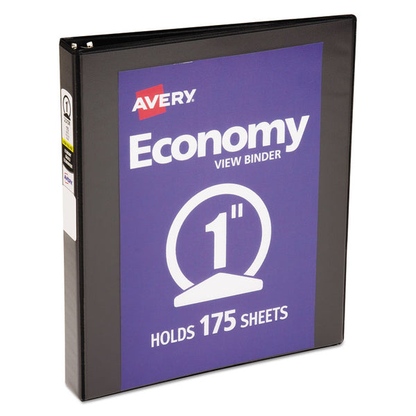 Avery® Economy View Binder with Round Rings , 3 Rings, 1" Capacity, 11 x 8.5, Black, (5710) (AVE05710)