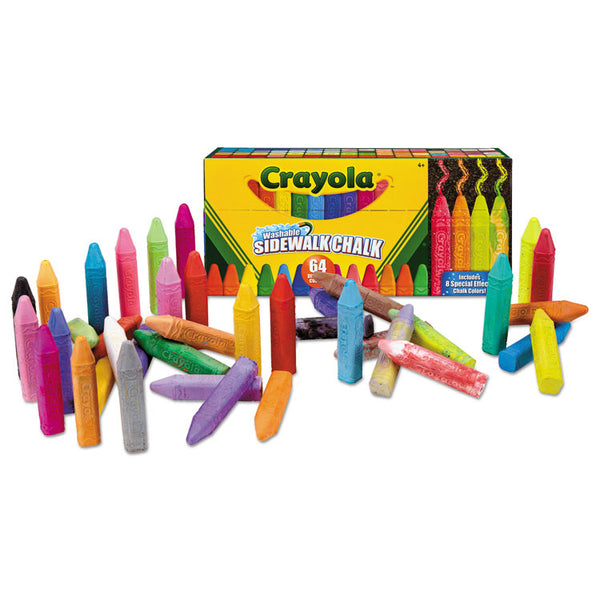 Crayola® Ultimate Sidewalk Chalk, 4" x 0.5" Diameter, 60 Assorted Colors, 64/Set (CYO512064) Pack of 64