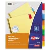 Avery® Insertable Big Tab Dividers, 8-Tab, Double-Sided Gold Edge Reinforcing, 11 x 8.5, Buff, Assorted Tabs, 1 Set (AVE11111)