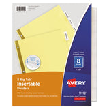 Avery® Insertable Big Tab Dividers, 8-Tab, Double-Sided Gold Edge Reinforcing, 11 x 8.5, Buff, Clear Tabs, 1 Set (AVE11112)