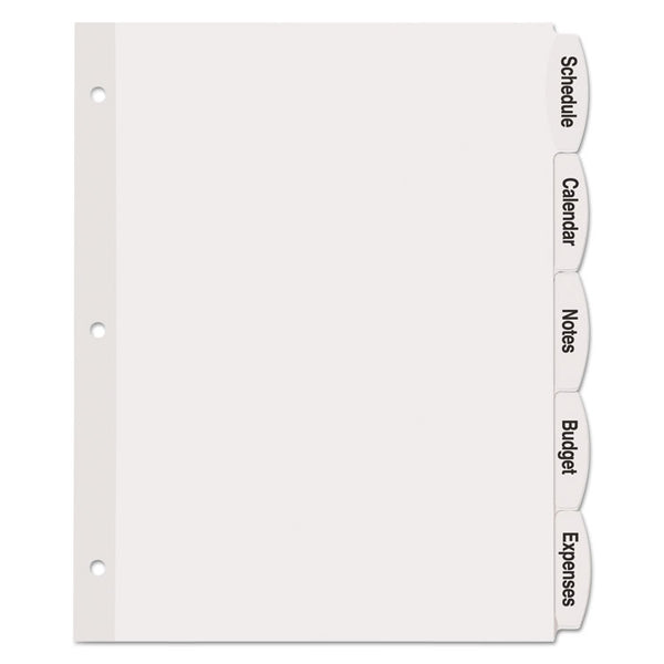 Avery® Big Tab Printable White Label Tab Dividers, 5-Tab, 11 x 8.5, White, 20 Sets (AVE14434)