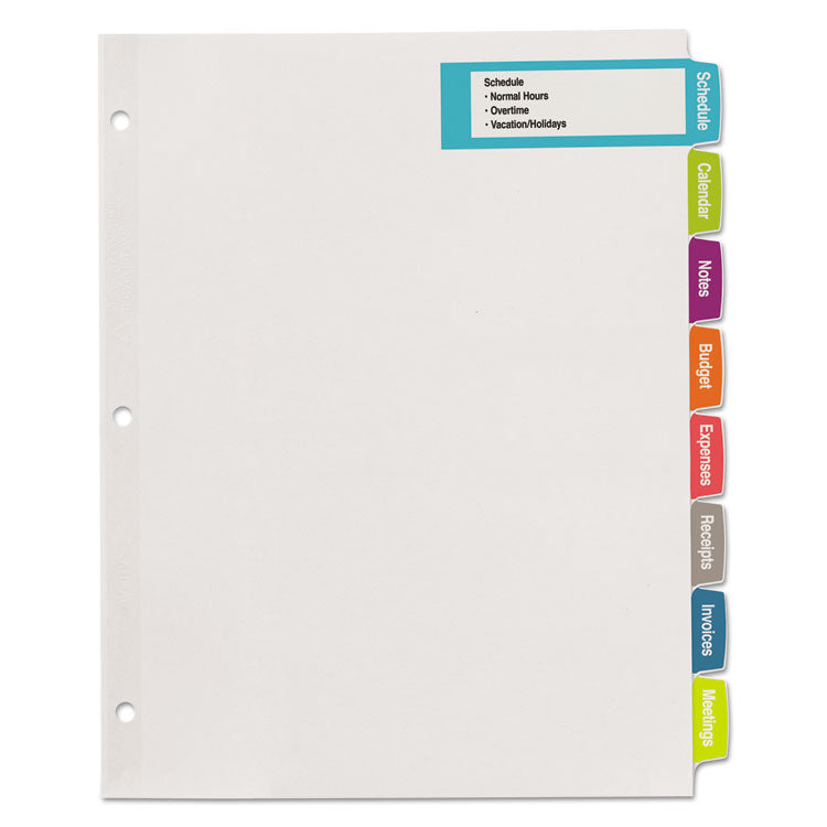 Avery® Big Tab Printable Large White Label Tab Dividers, 8-Tab, 11 x 8.5, White, 20 Sets (AVE14441)