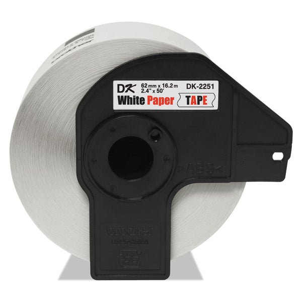 Brother Continuous Paper Label Tape, 2.4" x 50 ft, Black/White (BRTDK2251)