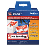 Brother Continuous Paper Label Tape, 2.4" x 50 ft, Black/White (BRTDK2251)