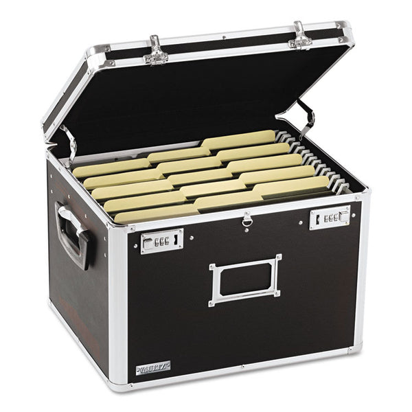 Vaultz® Locking File Chest with  Adjustable File Rails, Letter/Legal Files, 17.5" x 14" x 12.5", Black (IDEVZ01008)