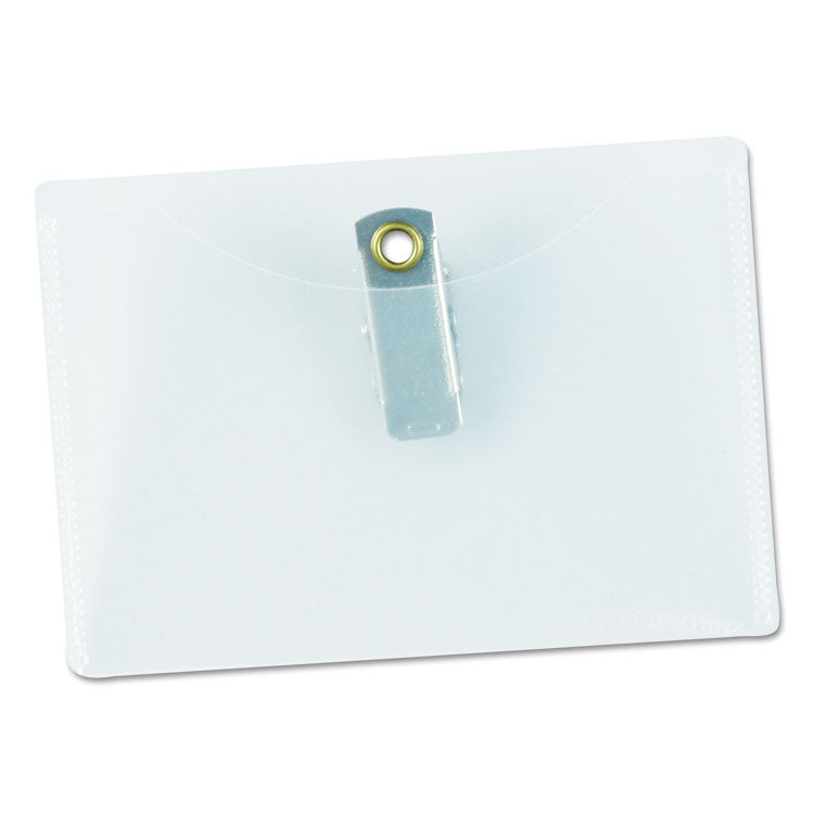 Universal® Clear Badge Holders w/Garment-Safe Clips, 2 1/4 x 3 1/2, White Inserts, 50/Box (UNV56003) Pack of 50
