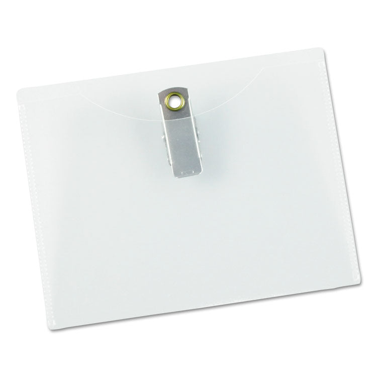 Universal® Clear Badge Holders w/Garment-Safe Clips, 3 x 4, White Inserts, 50/Box (UNV56004) Pack of 50