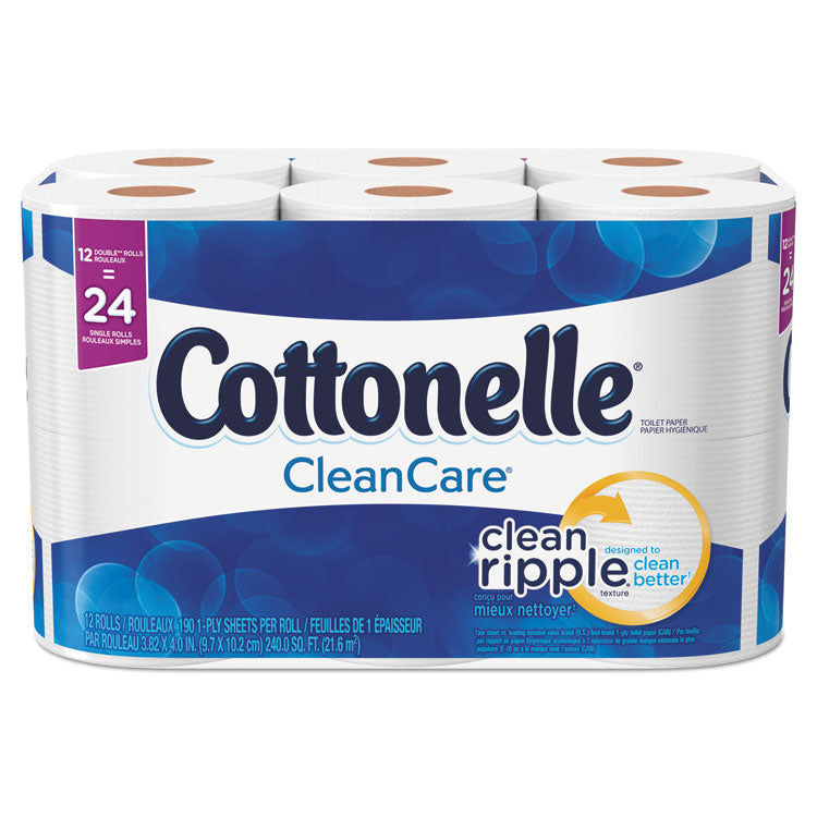 Cottonelle® Clean Care Bathroom Tissue, Septic Safe, 1-Ply, White, 170 Sheets/Roll, 12 Rolls/Pack (KCC12456PK) Pack of 12
