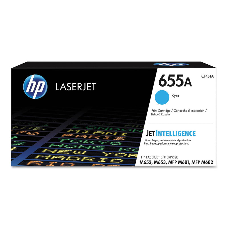 HP HP 655A, (CF451A) Cyan Original LaserJet Toner Cartridge (HEWCF451A) Each