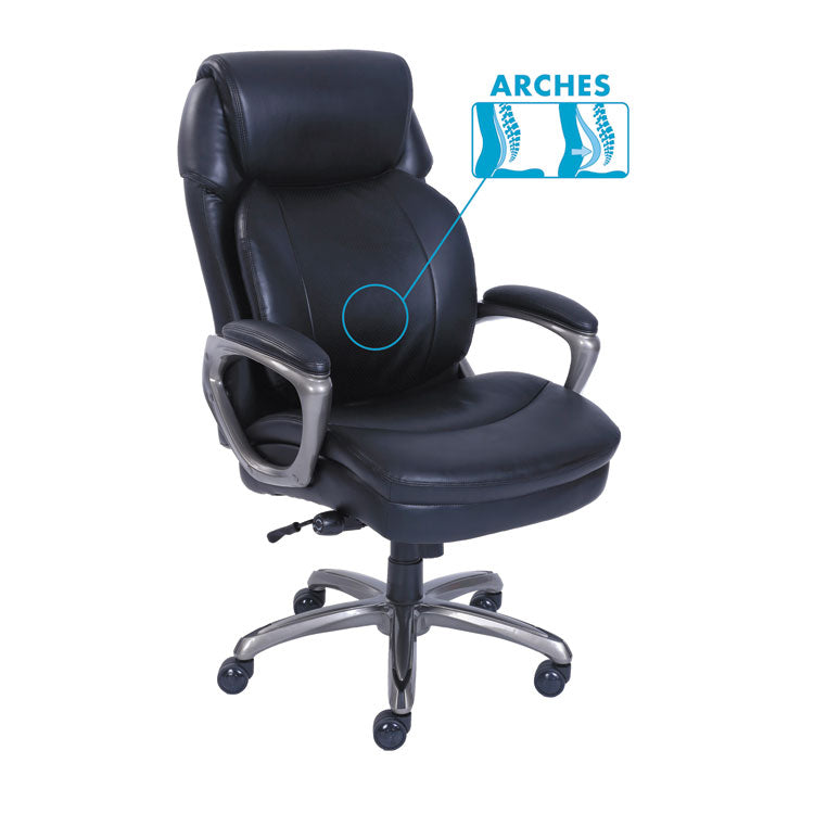 SertaPedic® Cosset High-Back Executive Chair, Supports Up to 275 lb, 18.75" to 21.75" Seat Height, Black Seat/Back, Slate Base (SRJ48965) Each