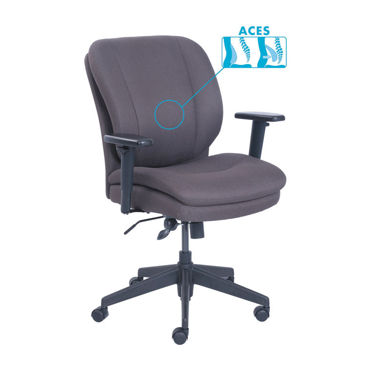 SertaPedic® Cosset Ergonomic Task Chair, Supports Up to 275 lb, 19.5" to 22.5" Seat Height, Gray Seat/Back, Black Base (SRJ48967B) Each