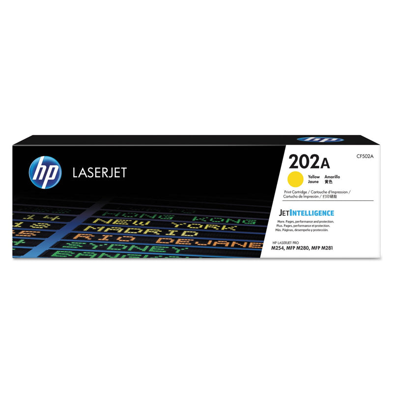 HP HP 202A, (CF502A) Yellow Original LaserJet Toner Cartridge (HEWCF502A) Each
