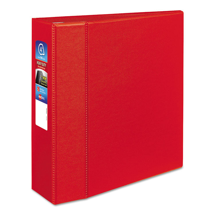 Avery® Heavy-Duty Non-View Binder with DuraHinge and Locking One Touch EZD Rings, 3 Rings, 4" Capacity, 11 x 8.5, Red (AVE79584)