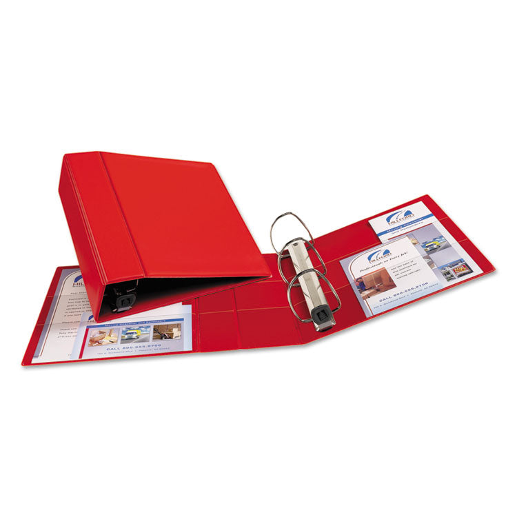 Avery® Heavy-Duty Non-View Binder with DuraHinge and Locking One Touch EZD Rings, 3 Rings, 4" Capacity, 11 x 8.5, Red (AVE79584)