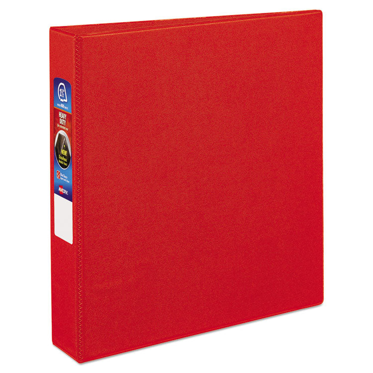 Avery® Heavy-Duty Non-View Binder with DuraHinge and One Touch EZD Rings, 3 Rings, 1.5" Capacity, 11 x 8.5, Red (AVE79585)