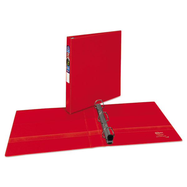 Avery® Heavy-Duty Non-View Binder with DuraHinge and One Touch EZD Rings, 3 Rings, 1" Capacity, 11 x 8.5, Red (AVE79589)