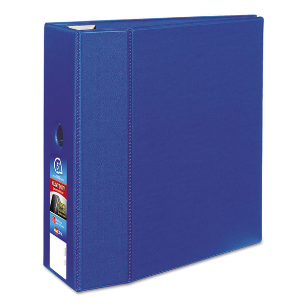Avery® Heavy-Duty Non-View Binder with DuraHinge, Locking One Touch EZD Rings and Thumb Notch, 3 Rings, 5" Capacity, 11 x 8.5, Blue (AVE79886)