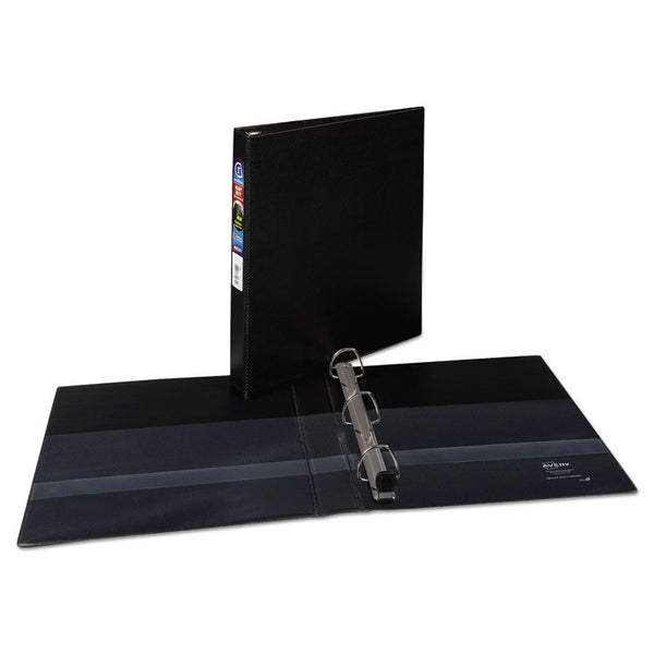 Avery® Heavy-Duty Non-View Binder with DuraHinge and One Touch EZD Rings, 3 Rings, 1" Capacity, 11 x 8.5, Black (AVE79989)