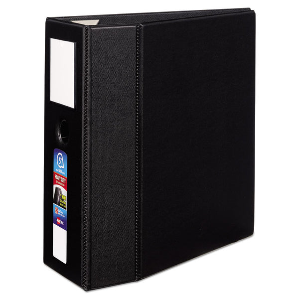 Avery® Heavy-Duty Non-View Binder, DuraHinge, Three Locking One Touch EZD Rings, Spine Label, Thumb Notch, 5" Cap, 11 x 8.5, Black (AVE79996)