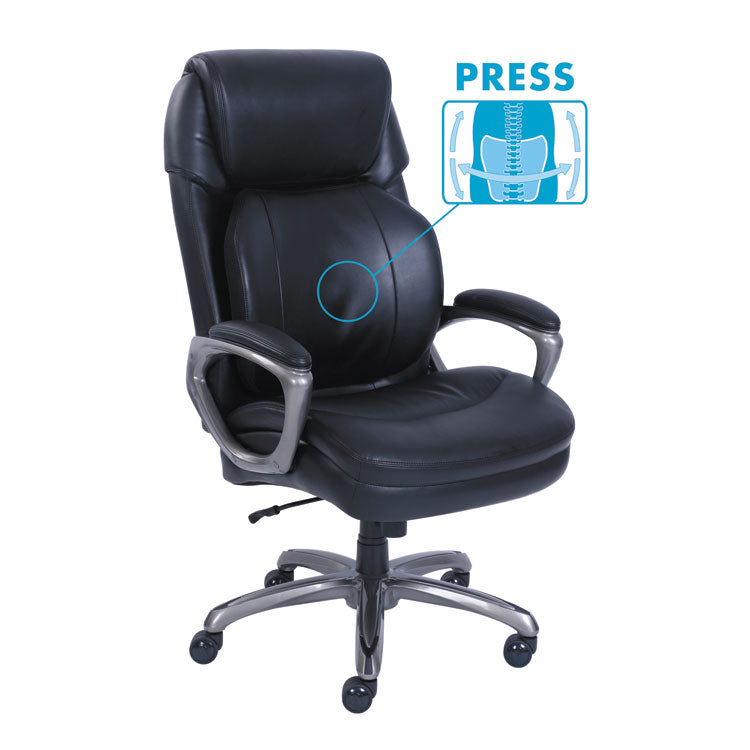 SertaPedic® Cosset Big and Tall Executive Chair, Supports Up to 400 lb, 19" to 22" Seat Height, Black Seat/Back, Slate Base (SRJ48964) Each