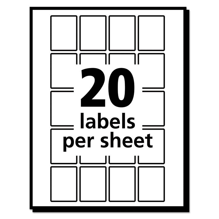 Avery® Removable Multi-Use Labels, Inkjet/Laser Printers, 1 x 0.75, White, 20/Sheet, 50 Sheets/Pack, (5428) (AVE05428)