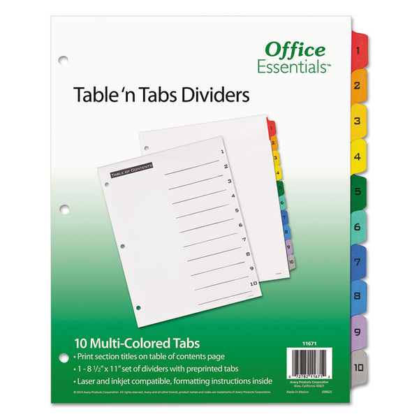 Avery&reg; Table 'n Tabs Dividers, 10-Tab, Letter (AVE11671)