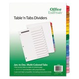 Office Essentials™ Table 'n Tabs Dividers, 12-Tab, Jan. to Dec., 11 x 8.5, White, Assorted Tabs, 1 Set (AVE11679)