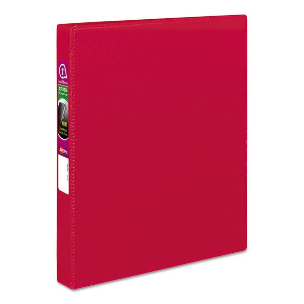 Avery® Durable Non-View Binder with DuraHinge and Slant Rings, 3 Rings, 1" Capacity, 11 x 8.5, Red (AVE27201)