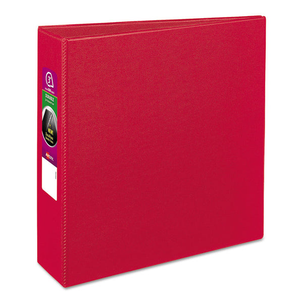 Avery® Durable Non-View Binder with DuraHinge and Slant Rings, 3 Rings, 3" Capacity, 11 x 8.5, Red (AVE27204)