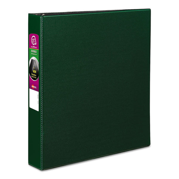 Avery® Durable Non-View Binder with DuraHinge and Slant Rings, 3 Rings, 1.5" Capacity, 11 x 8.5, Green (AVE27353)