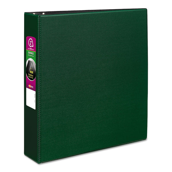 Avery® Durable Non-View Binder with DuraHinge and Slant Rings, 3 Rings, 2" Capacity, 11 x 8.5, Green (AVE27553)