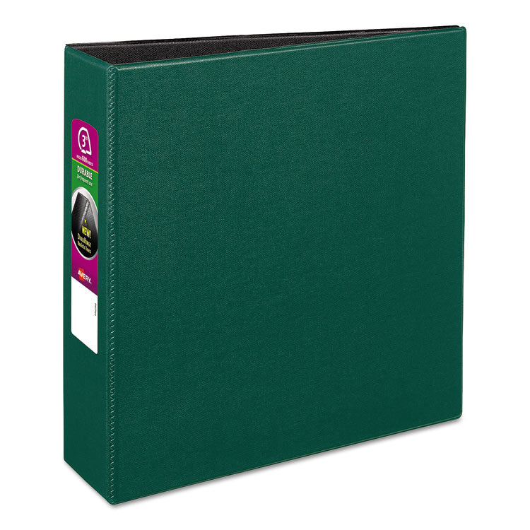 Avery® Durable Non-View Binder with DuraHinge and Slant Rings, 3 Rings, 3" Capacity, 11 x 8.5, Green (AVE27653)