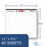 Roaring Spring® WIDE Landscape Format Writing Pad, Unpunched with Standard Back, Medium/College Rule, 40 White 11 x 9.5 Sheets (ROA74500)