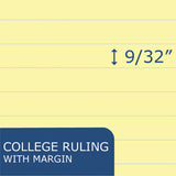 Roaring Spring® WIDE Landscape Format Writing Pad, Unpunched with Standard Back, Medium/College Rule, 40 Canary-Yellow 11 x 9.5 Sheets (ROA74501)