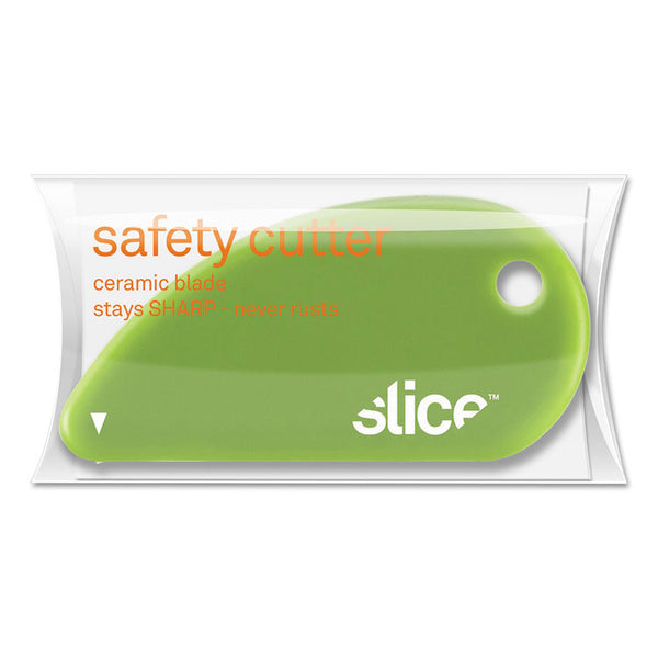 slice® Safety Cutters, Fixed, Non Replaceable Micro Safety Blade, 0.1" Ceramic Blade, 2.4" Plastic Handle, Green (SLI00200) Each