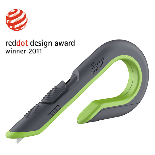 slice® Box Cutters, Double Sided, Replaceable, 1.29" Stainless Steel Blade, 7" Nylon Handle, Gray/Green (SLI10503) Each