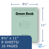 Roaring Spring® Green Books Exam Books, Wide/Legal Rule, Green Cover, (8) 11 x 8.5 Sheets (ROA77509) Each