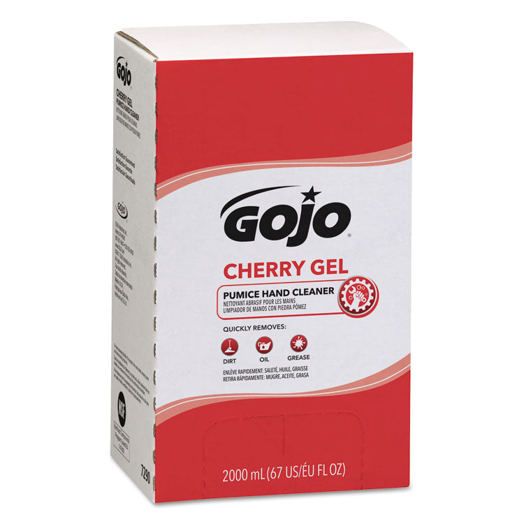 GOJO® Cherry Gel Pumice Hand Cleaner, Cherry Scent, 2,000 ml Refill, 4/Carton (GOJ729004)