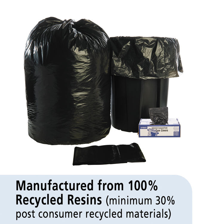Stout® by Envision™ Total Recycled Content Plastic Trash Bags, 60 gal, 1.5 mil, 36" x 58", Brown/Black, 100/Carton (STOT3658B15) Case of 100