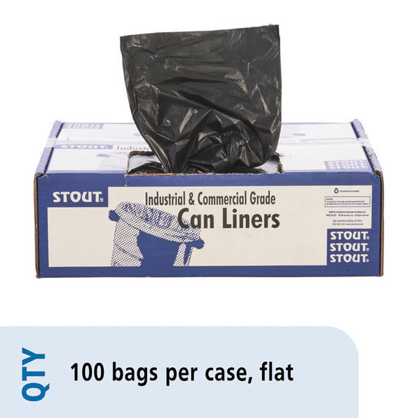 Stout® by Envision™ Total Recycled Content Plastic Trash Bags, 60 gal, 1.5 mil, 36" x 58", Brown/Black, 100/Carton (STOT3658B15)