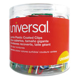 Universal® Plastic-Coated Paper Clips, Jumbo, Assorted Colors, 250/Pack (UNV95000) Pack of 50