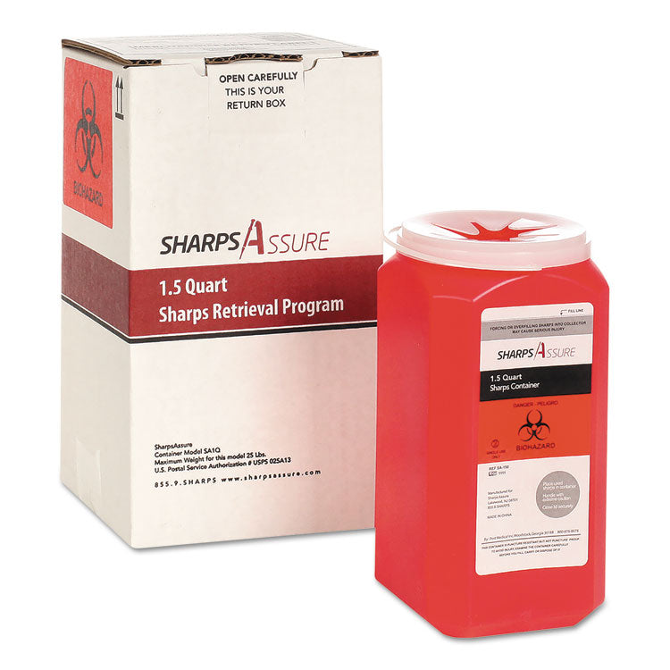 Sharps Assure Sharps Retrieval Program Containers, 1.5 qt, Plastic, Red (TMDSC1Q424A1Q) Each