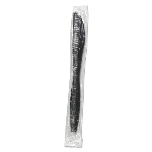 Boardwalk® Heavyweight Wrapped Polypropylene Cutlery, Knife, Black, 1,000/Carton (BWKKNIHWPPBIW)