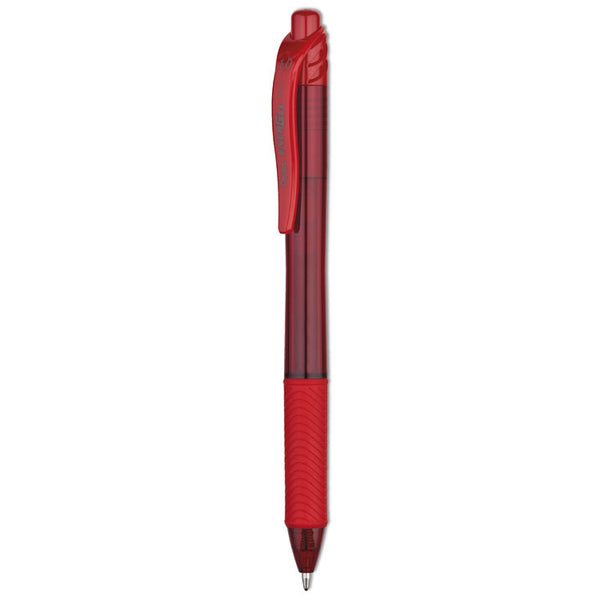 Pentel® EnerGel-X Gel Pen, Retractable, Bold 1 mm, Red Ink, Translucent Red/Red Barrel, Dozen (PENBL110B)