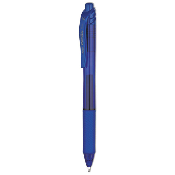 Pentel® EnerGel-X Gel Pen, Retractable, Bold 1 mm, Blue Ink, Translucent Blue/Blue Barrel, Dozen (PENBL110C)