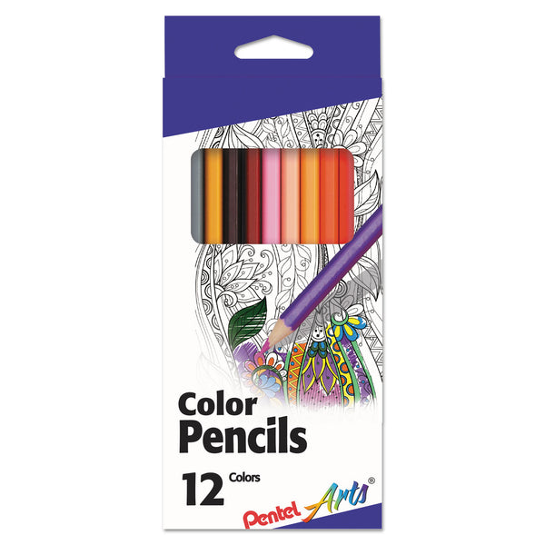Pentel Color Pencils, Assorted Colors, 12/Set (PENCB812) Set of 12