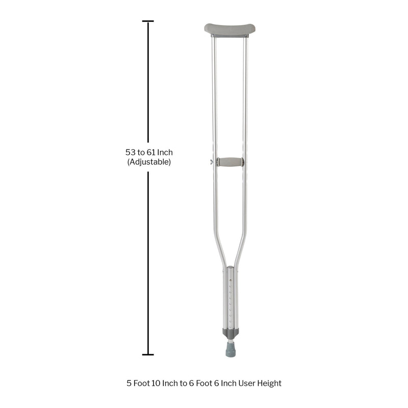 McKesson Underarm Crutches Tall Adult 5 Foot 10 Inch to 6 Foot 6 Inch User Height Aluminum Frame 350 lbs. Weight Capacity (1065231_PR) 1/PR